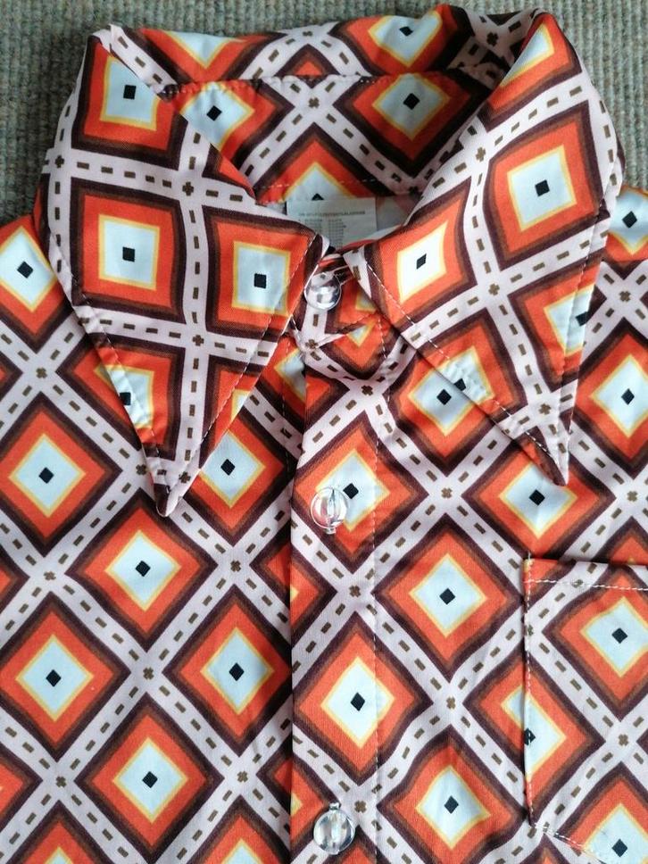 Retro vintage heren overhemd blouse M carnaval themafeest, Kleding | Heren, Overhemden, Zo goed als nieuw, Overige halswijdtes