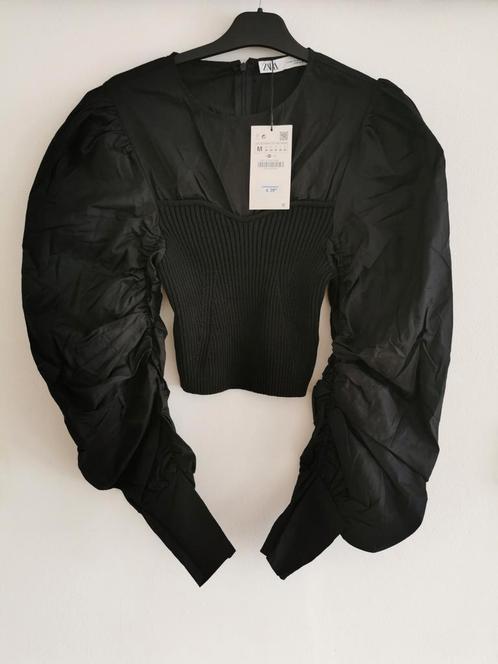 ZARA top met ballonmouwen mt. XS-S, Kleding | Dames, Gelegenheidskleding, Nieuw, Overige typen, Maat 36 (S), Zwart, Verzenden