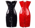 Dames pvc korset jurk (sexy wetlook latex leer look zwart), Verzenden, Nieuw