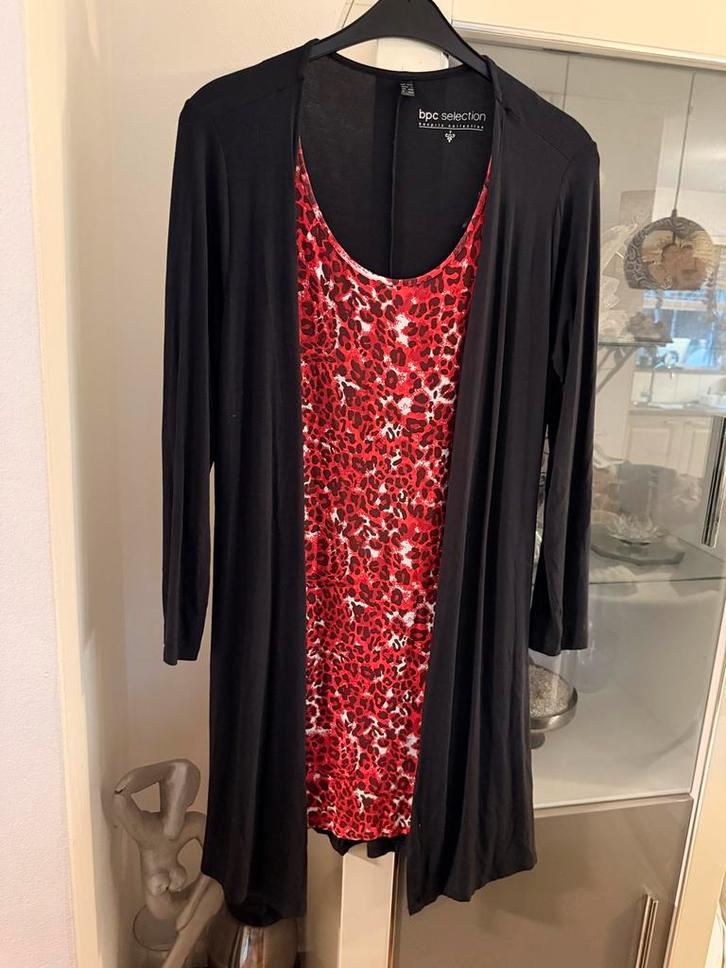 Jurk met vest BPC maat 44/46, Kleding | Dames, Jurken, Zo goed als nieuw, Maat 46/48 (XL) of groter, Zwart, Knielengte, Ophalen of Verzenden