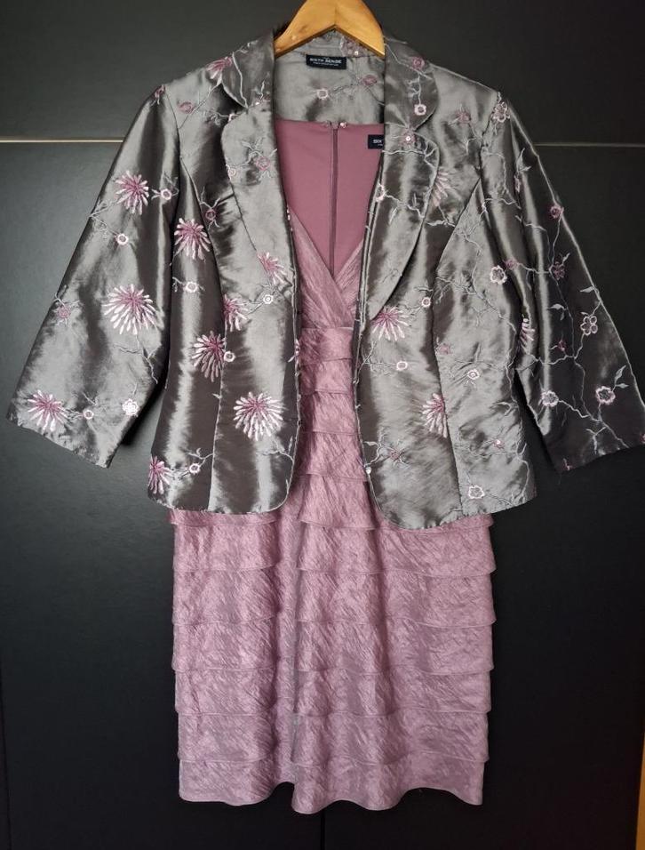 Zgan feestelijk chique pakje jurk met jas glans gelegenheden, Kleding | Dames, Gelegenheidskleding, Zo goed als nieuw, Overige typen