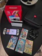Nintendo Switch OLED Wit + 6 Games + Accessoires, Ophalen, Online, Zo goed als nieuw, Platform