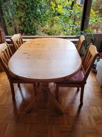 Houten grenen Eettafel met 6 Stoelen, Huis en Inrichting, Tafels | Eettafels, Ophalen, Gebruikt, Landelijk, Vier personen