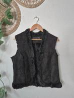 Vintage Y2K faux fur gilet/bodywarmer L, Zwart, Maat 42/44 (L), Ophalen of Verzenden, Zo goed als nieuw