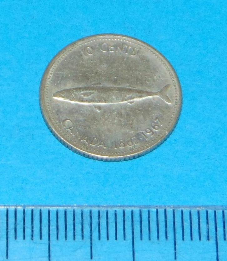 Canada - 10 cent 1967 - 100 jaar Canada - zilver - Pr, Postzegels en Munten, Munten | Amerika, Losse munt, Noord-Amerika, Zilver