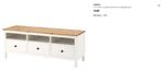 Hemnes ikea tv meubel, Wit., Huis en Inrichting, Kasten | Televisiemeubels, Ophalen, Gebruikt, 100 tot 150 cm, Minder dan 100 cm