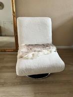 Draai fauteuil in witte teddy stof, Huis en Inrichting, Fauteuils, 75 tot 100 cm, Zo goed als nieuw, 50 tot 75 cm, Ophalen