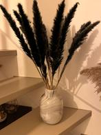 Vaas met marmerlook & zwarte pampas, Ophalen, Overige materialen, Overige kleuren, Zo goed als nieuw