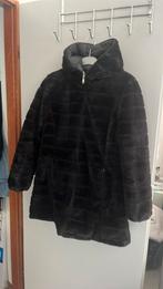 Zwarte warme jas met bond, 2 kanten draagbaar XL, Ophalen of Verzenden, Zo goed als nieuw, Maat 46/48 (XL) of groter, Zwart