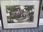 Cor van de Woerd, Mooie grote ets Schapen bij de Stal, Antiek en Kunst, Kunst | Etsen en Gravures, Ophalen of Verzenden