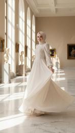 Avondkleed beige abiye verloving jurk, Ophalen of Verzenden, Zo goed als nieuw, Blauw, Trouwjurk