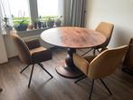 Ronde eettafel mangohout kleur walnoot, Huis en Inrichting, Tafels | Eettafels, Ophalen of Verzenden, Rond, 100 tot 150 cm