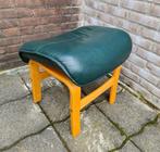 Voetenbank hocker poef verstelbaar vintage design leer groen, Ophalen, Minder dan 50 cm, Gebruikt, Vintage retro seventies design
