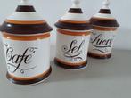 3 vintage franse potten sucre sel en cafe, Ophalen, Zo goed als nieuw, Overige materialen, Pot, Bus of Blik