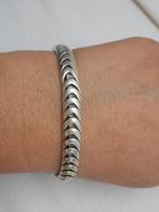 Zilveren massieve vintage set spang + klem armband nr.5000, Verzenden, Zo goed als nieuw, Zilver, Zilver