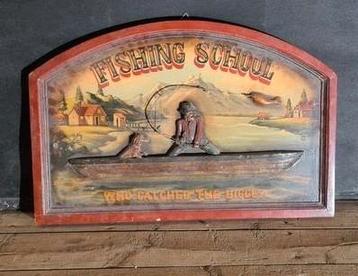 3D Houten bord Fishing School beschikbaar voor biedingen
