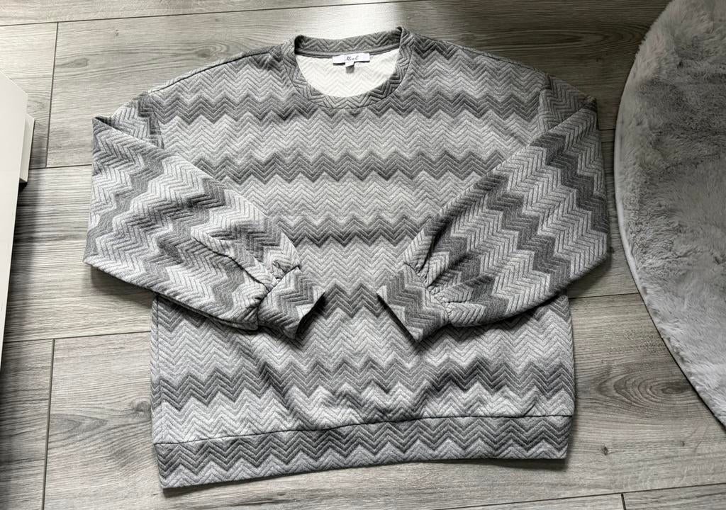 Miss E sweater – maat L – grijs zigzag motief, Ophalen of Verzenden, Zo goed als nieuw, Grijs