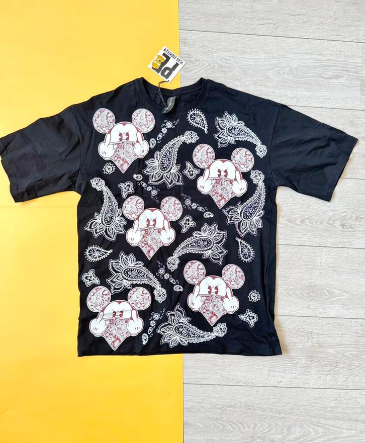 NIEUW PLUS EIGHTEEN t-shirt zwart print maat M mickey, Kleding | Heren, T-shirts, Nieuw, Maat 48/50 (M), Zwart, Ophalen of Verzenden