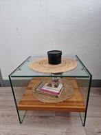 Glazen Salontafel sidetable, Ophalen, 100 tot 150 cm, Zo goed als nieuw, 25 tot 50 cm