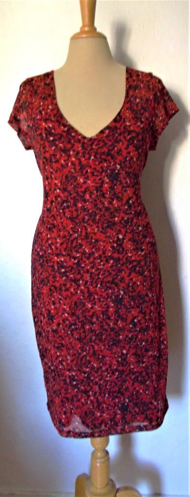Rood/donkerblauw stretch print jurkje van Sissy Boy! 40, Kleding | Dames, Jurken, Zo goed als nieuw, Maat 38/40 (M), Overige kleuren