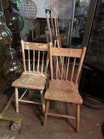 Antieke Brocante Boerenstoeltjes - Set van 2, Ophalen, Gebruikt, Twee, Bruin