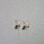 Oorbellen goud / zwart met hartje, Overige materialen, Hangers, Zwart, Nieuw