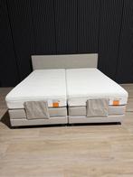 Elektrische boxspring met Tempur matrassen, Beige, Tweepersoons, Ophalen of Verzenden, Zo goed als nieuw
