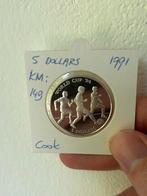 Cook Islands zilveren $5 Dollars munt World Cup 1994 Proof, Ophalen of Verzenden, Losse munt