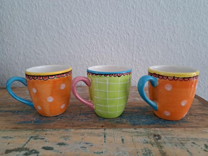 Blond Amsterdam 3 mini koffie mokken groen en oranje, Huis en Inrichting, Keuken | Servies, Zo goed als nieuw, Overige typen, Blond Amsterdam
