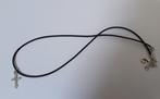 Koordketting wax zwart met hanger kruisje bewerkt, Overige materialen, Verstelbaar, Verzenden, Zwart