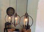 Eetkamer Hanglamp industrieel metaal 3-lichts, Huis en Inrichting, Lampen | Hanglampen, Ophalen, Zo goed als nieuw, Metaal, 75 cm of meer