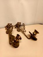 Antieke Messing Piano Kandelaars - Set van 2, Ophalen of Verzenden, Koper of Brons