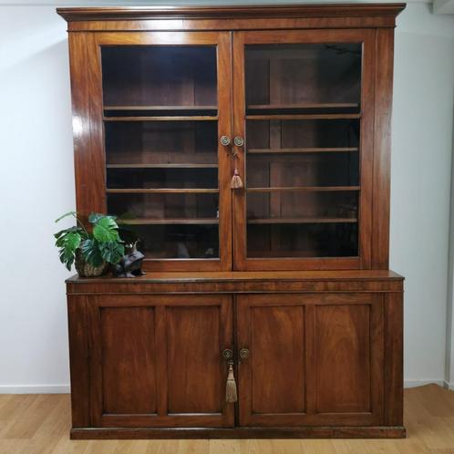 Vintage Mahonie houten boekenkast buffetkast wandmeubel, Huis en Inrichting, Kasten | Wandmeubels, Gebruikt, Ophalen of Verzenden