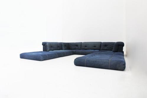 Vintage Roche Bobois Mah Jong modulaire sofa denim stof, 11-, Huis en Inrichting, Banken | Sofa's en Chaises Longues, Zo goed als nieuw