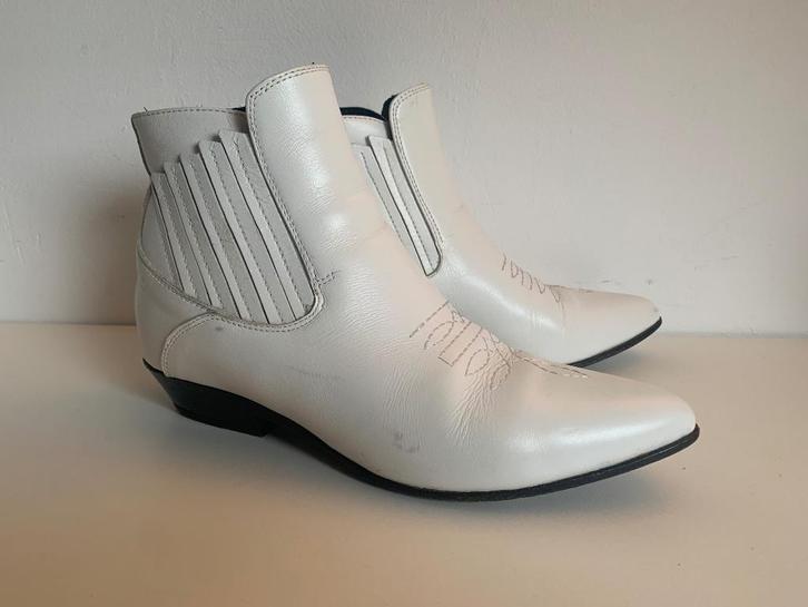 Paolo Rossi leer leren enkel laarsjes wit zwart 38, Kleding | Dames, Schoenen, Zo goed als nieuw, Lage of Enkellaarzen, Wit, Ophalen of Verzenden