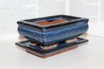 Geglazuurde steengoed bonsaipot , blauw keramiek, Antiek en Kunst, Ophalen of Verzenden