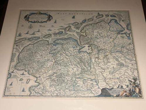 17e eeuwse kaart Friesland & Groningen - Visscher ca. 1650, Antiek en Kunst, Kunst | Etsen en Gravures, Ophalen of Verzenden