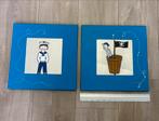 2 canvas schilderijen 30 x 30 cm voor baby of kinderkamer, Antiek en Kunst, Ophalen of Verzenden