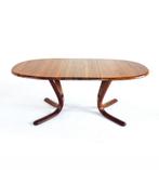 Vintage verlengbare Deense eettafel, Snedkergaarden ‘70, Zo goed als nieuw, Vijf personen of meer, Vintage retro buisframe design rotan webbing papercord
