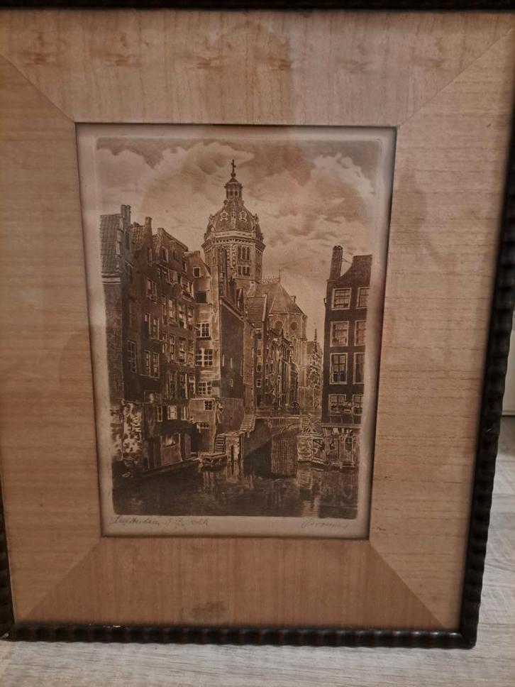 Ets van Piet Brouwer - O.z. Kolk, Amsterdam, Antiek en Kunst, Kunst | Etsen en Gravures, Ophalen of Verzenden