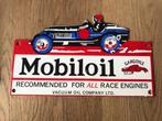 Mobiloil emaille reclamebord, Ophalen of Verzenden, Gebruikt, Reclamebord