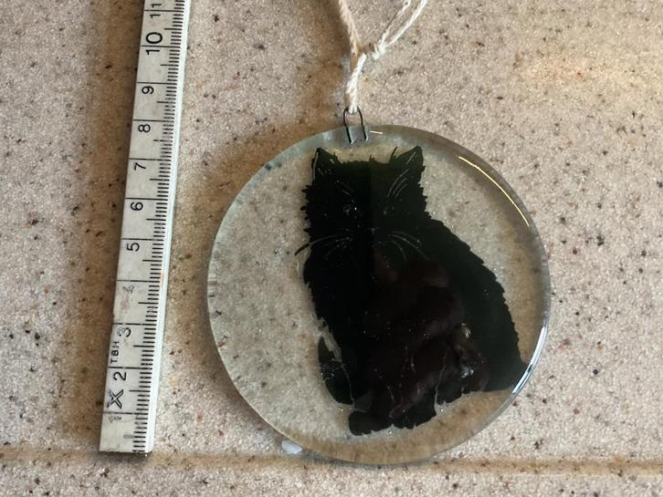 Raamhanger Glas - Kat, Huis en Inrichting, Woonaccessoires | Wanddecoraties, Gebruikt, Ophalen of Verzenden