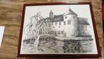 Originele tekening Conny van Eekelen 1974 – Kasteel, Antiek en Kunst, Ophalen of Verzenden