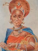 Afrikaanse vrouw Alexander Mathot Belgie Frankrijk Piron, Antiek en Kunst, Kunst | Schilderijen | Klassiek, Ophalen