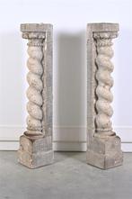 Een zeldzaam stel Antieke Zandstenen Zuilen uit Gent, Ophalen of Verzenden, Gebruikt, Vrijstaande haard, Houthaard