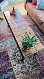 Stijlvolle salontafel – hout met zwart metalen frame, Ophalen, Minder dan 50 cm, 100 tot 150 cm, Zo goed als nieuw