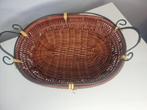 Vintage 1980 rotan brood mandje, Ophalen of Verzenden, Zo goed als nieuw, Rond, Riet