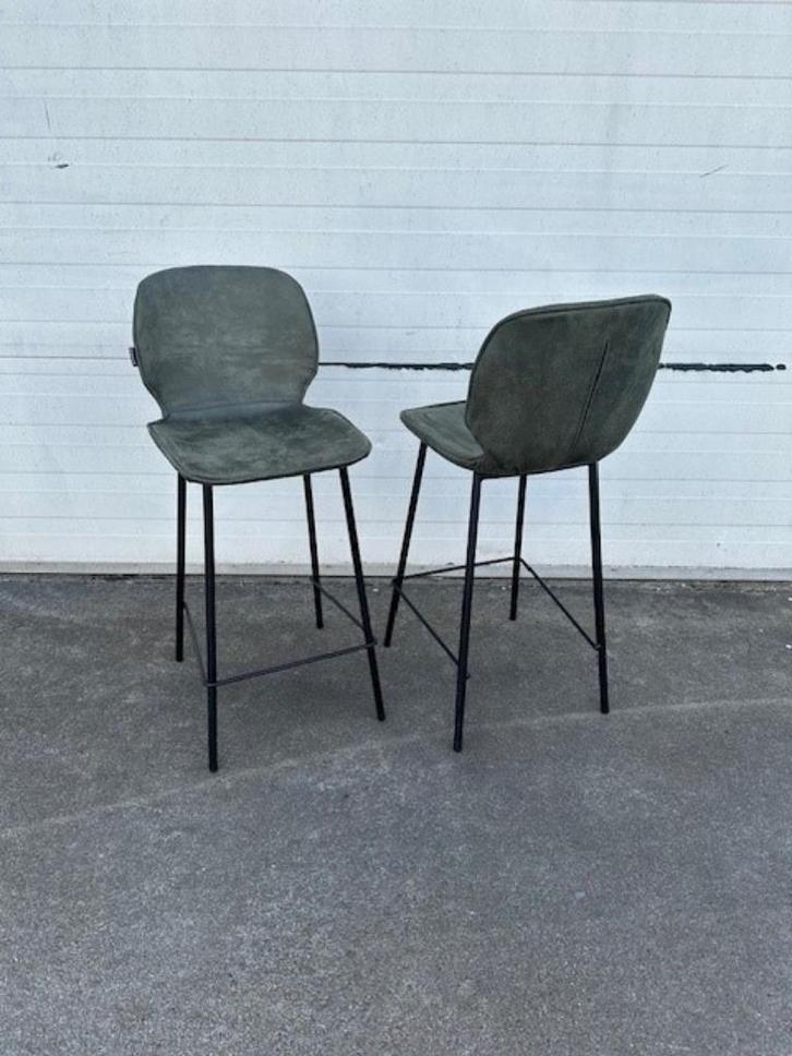 7 groene luxe bistro horeca restaurant kookeiland krukke, Huis en Inrichting, Barkrukken, Zo goed als nieuw, 60 tot 90 cm, Leer