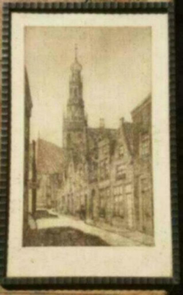 ets Zuiderkerk Enkhuizen Zuiderkerksteeg P. de Hertog Scheen, Antiek en Kunst, Kunst | Etsen en Gravures, Ophalen
