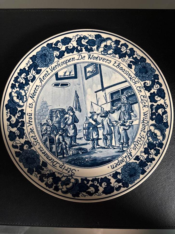 Delfts Blauw Bord - De Wevers, Antiek en Kunst, Antiek | Wandborden en Tegels, Ophalen of Verzenden